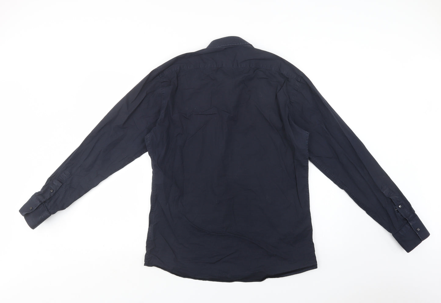 Lagerfeld Mens Blue  Cotton  Dress Shirt Size 42 Collared Snap