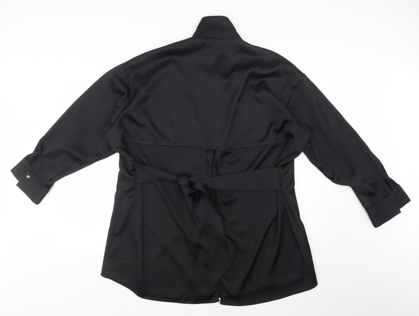 River Island Womens Black  Polyester Tunic Button-Up Size 18 Collared