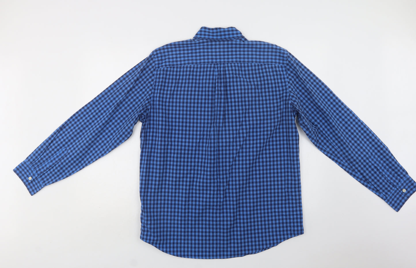 Gap Mens Blue Check Cotton  Button-Up Size L Collared Button