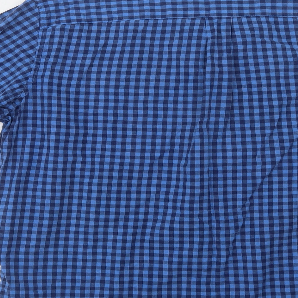 Gap Mens Blue Check Cotton  Button-Up Size L Collared Button