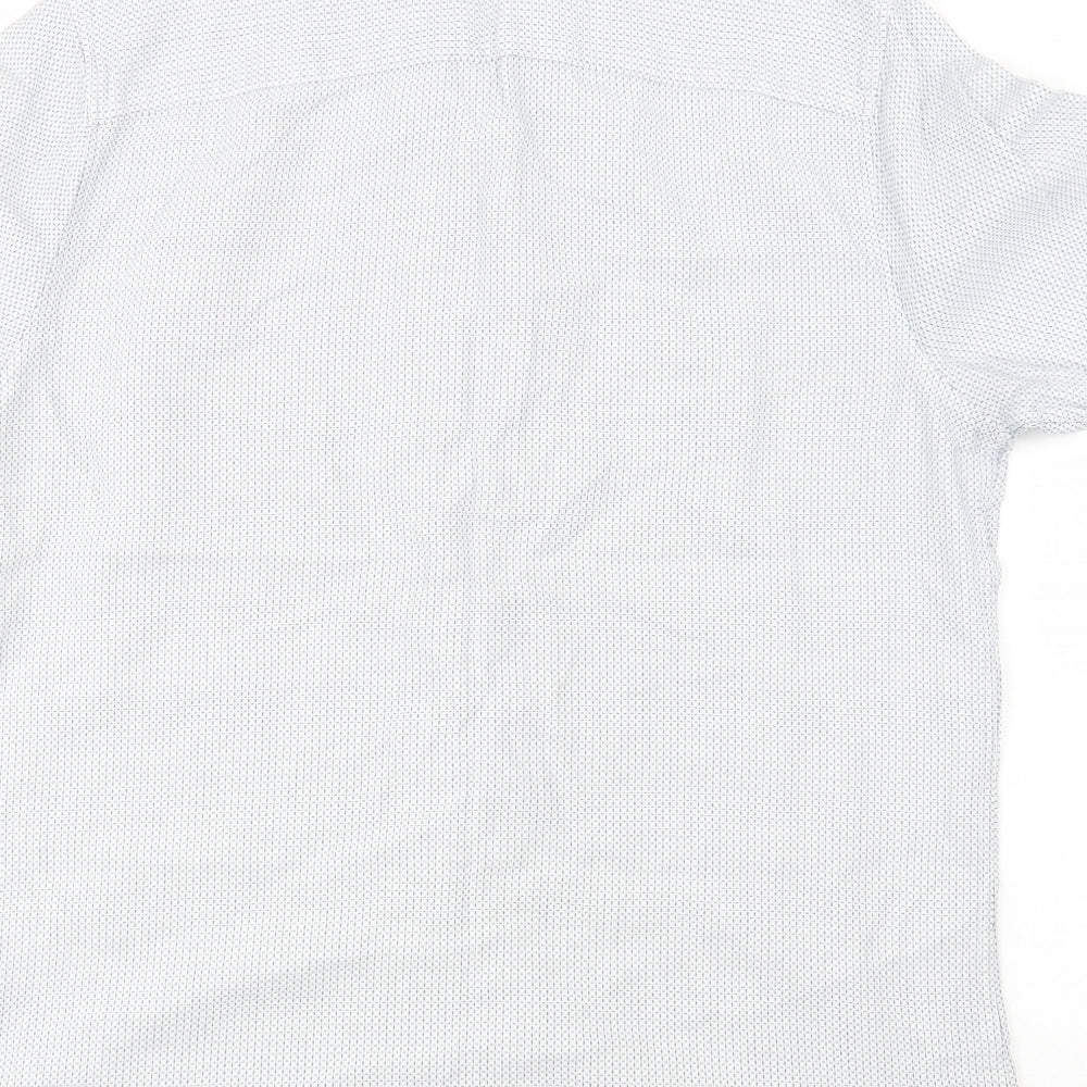 NEXT Mens Blue Geometric Cotton  Button-Up Size L Collared Button