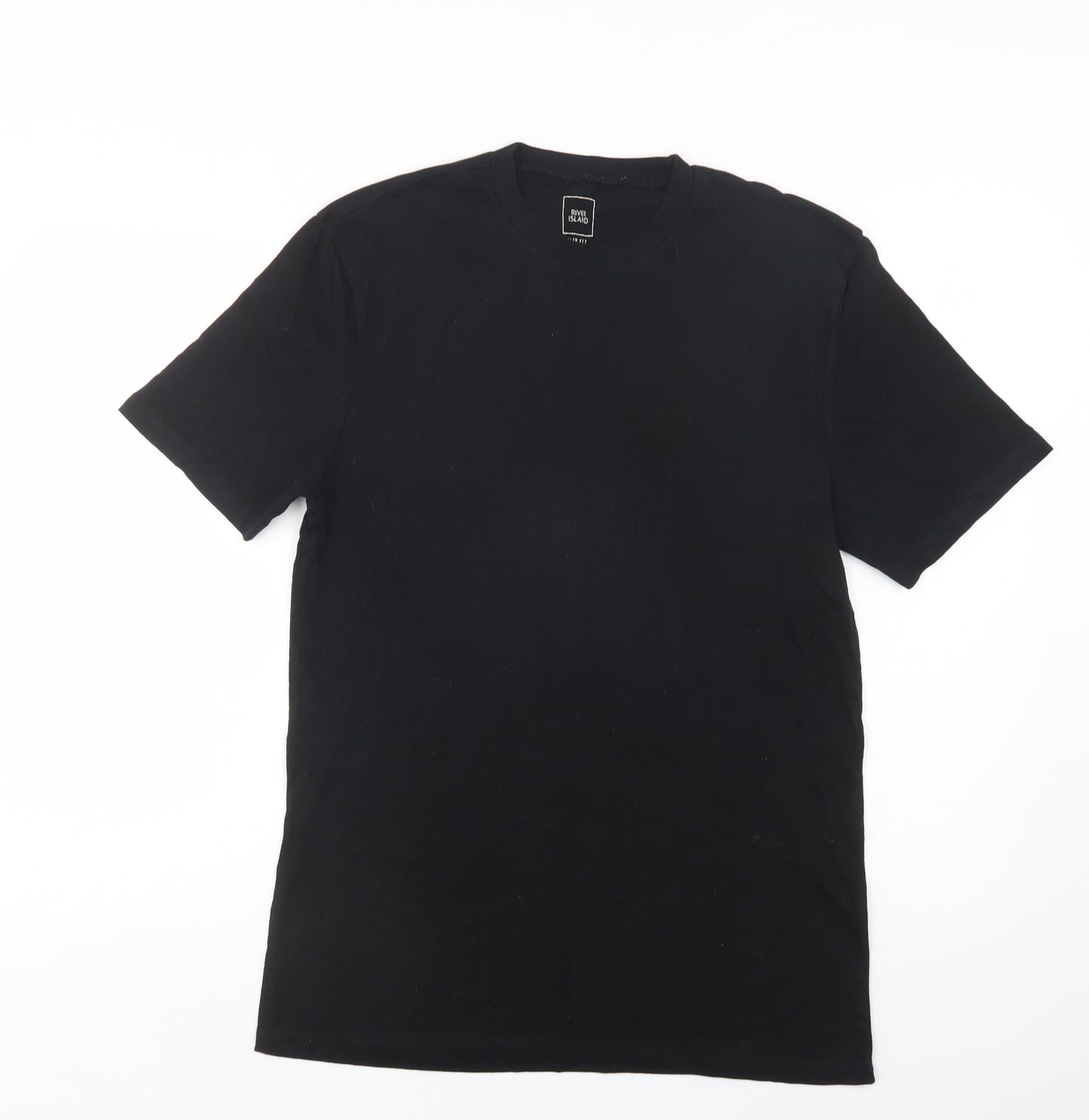 River Is Mens Black  Cotton  T-Shirt Size M Crew Neck