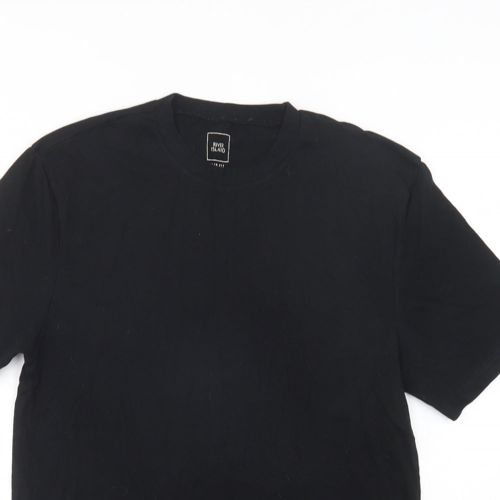 River Is Mens Black  Cotton  T-Shirt Size M Crew Neck
