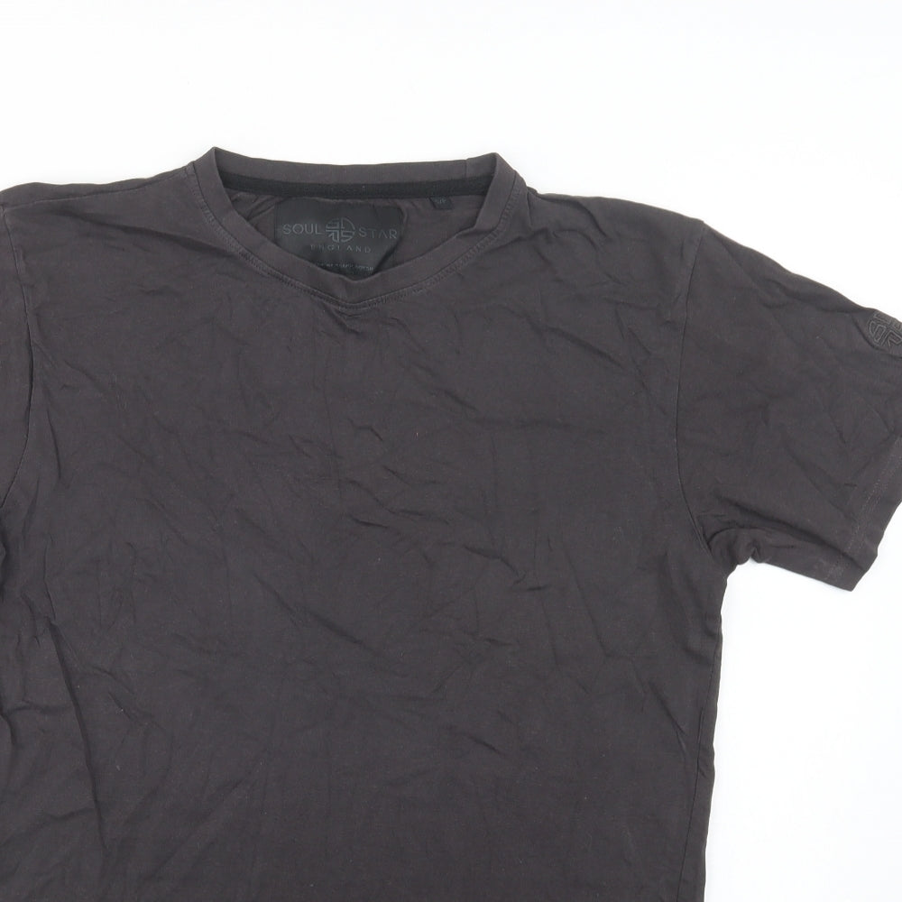 Soul Star Mens Brown  Cotton  T-Shirt Size S Crew Neck