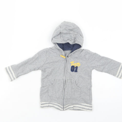 George Baby Grey  Cotton Full Zip Jumper Size 3-6 Months  Zip