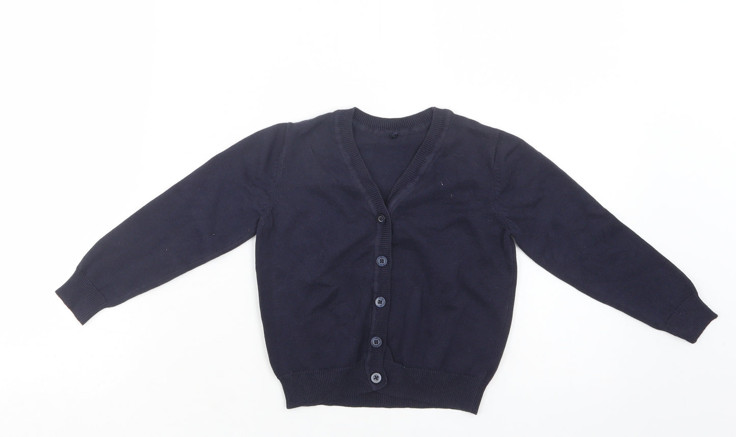George Boys Blue V-Neck  Cotton Cardigan Jumper Size 3-4 Years  Button - School Wear
