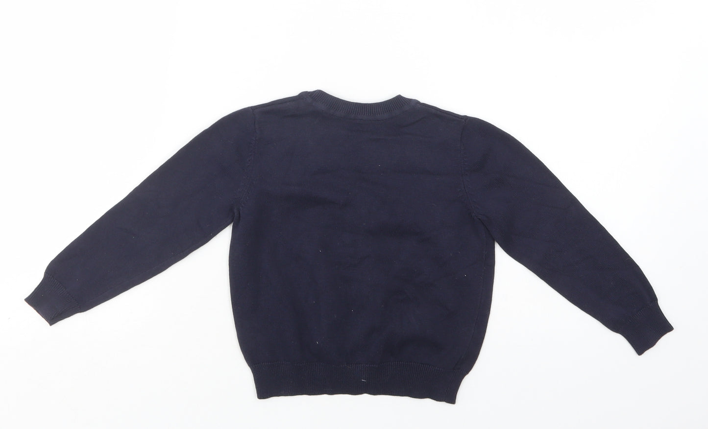 George Boys Blue V-Neck  Cotton Cardigan Jumper Size 3-4 Years  Button - School Wear