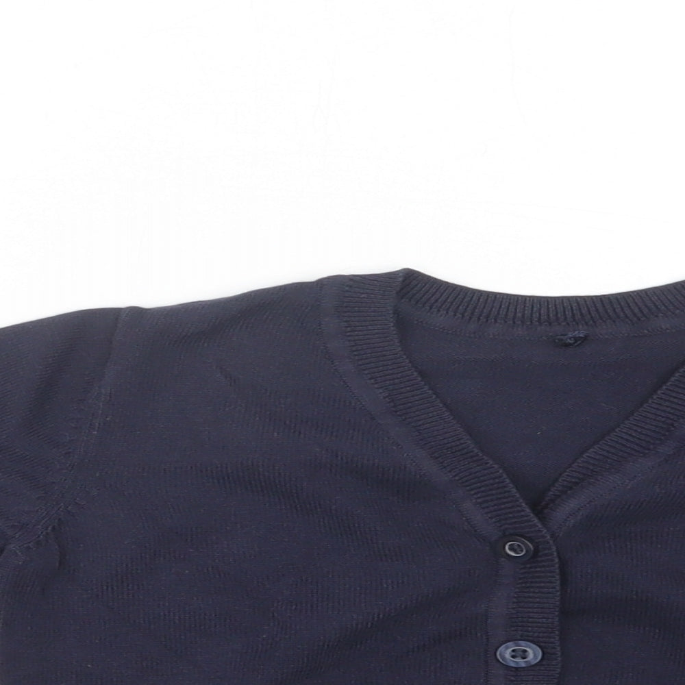 George Boys Blue V-Neck  Cotton Cardigan Jumper Size 3-4 Years  Button - School Wear
