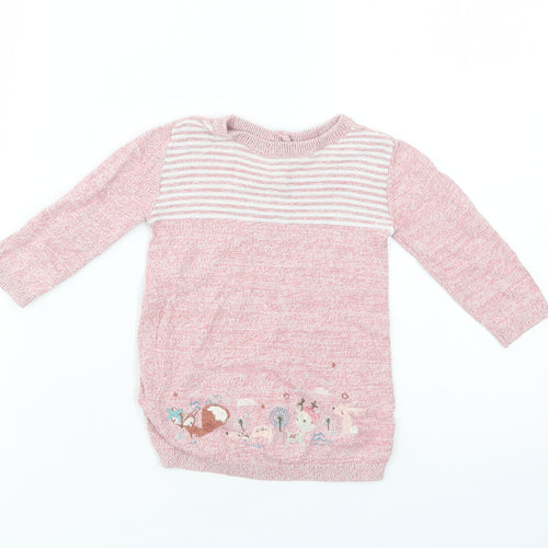 TU Baby Pink Striped Cotton Pullover Jumper Size 3-6 Months  Button