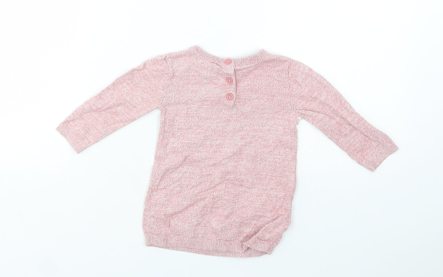 TU Baby Pink Striped Cotton Pullover Jumper Size 3-6 Months  Button