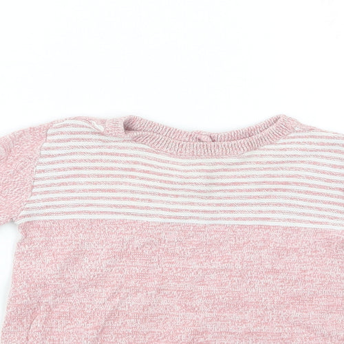 TU Baby Pink Striped Cotton Pullover Jumper Size 3-6 Months  Button