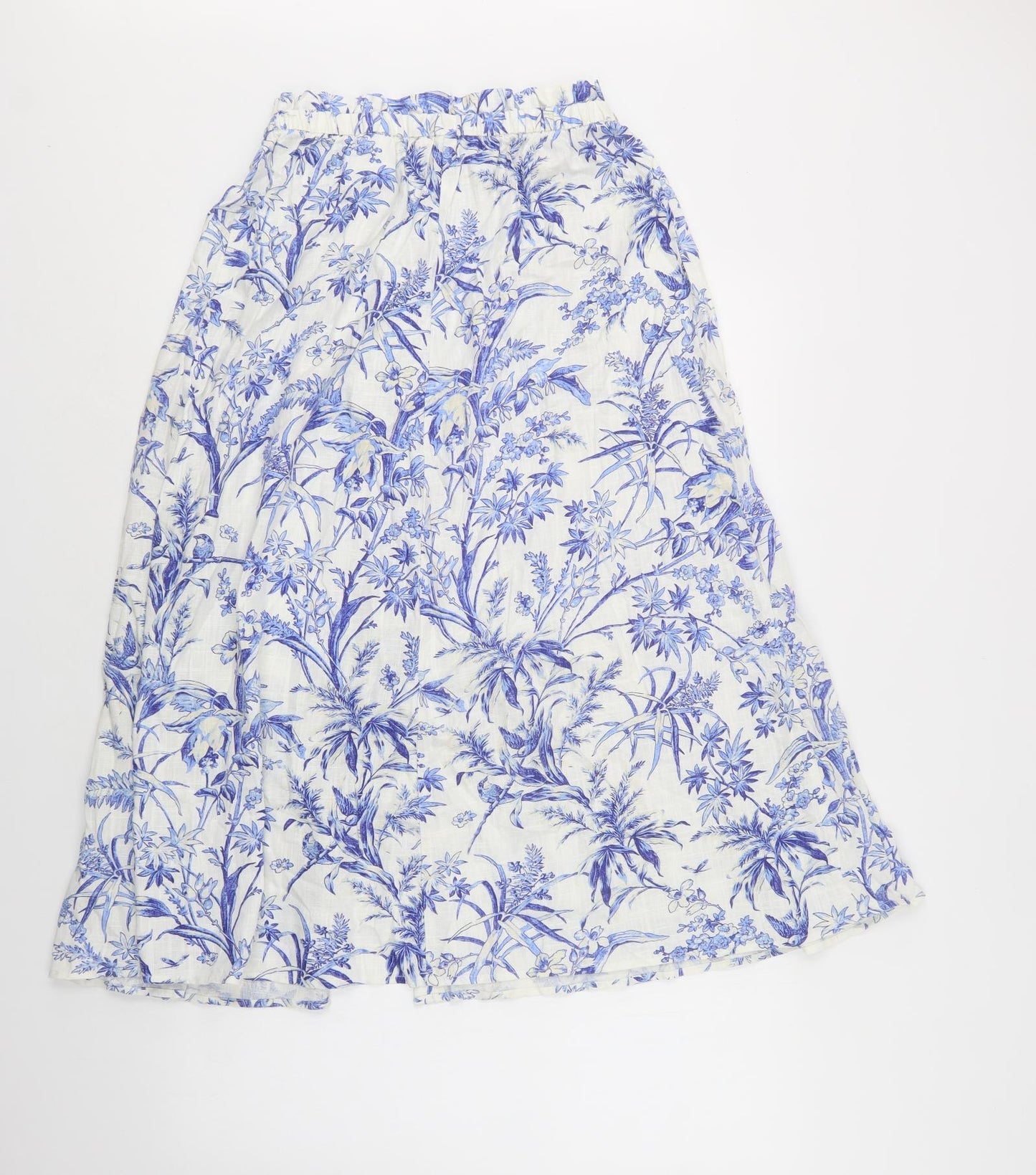 H&M Womens Blue Floral Viscose A-Line Skirt Size S   Button