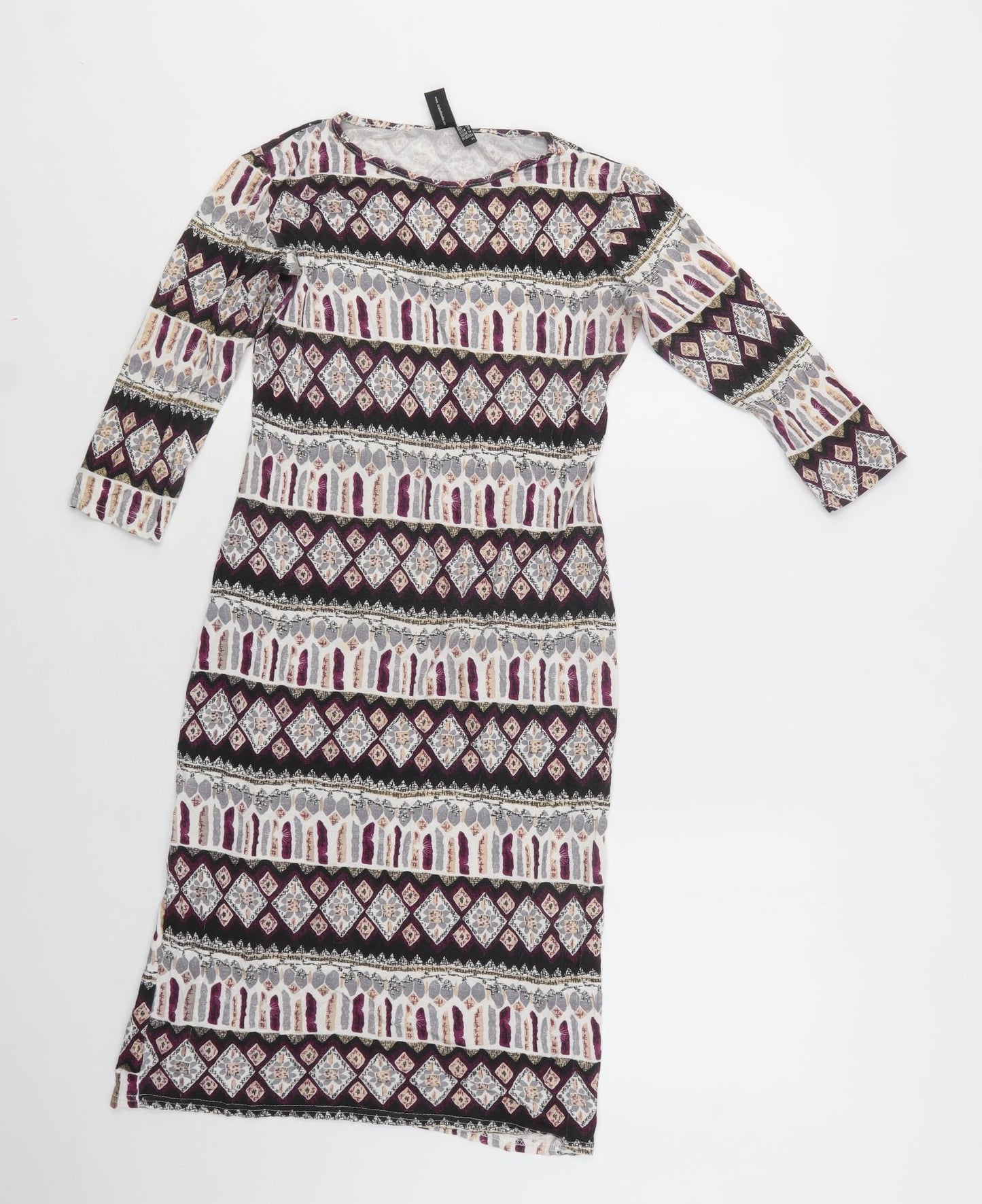 Izabel London  Womens Multicoloured Geometric Viscose Bodycon  Size 14  Crew Neck