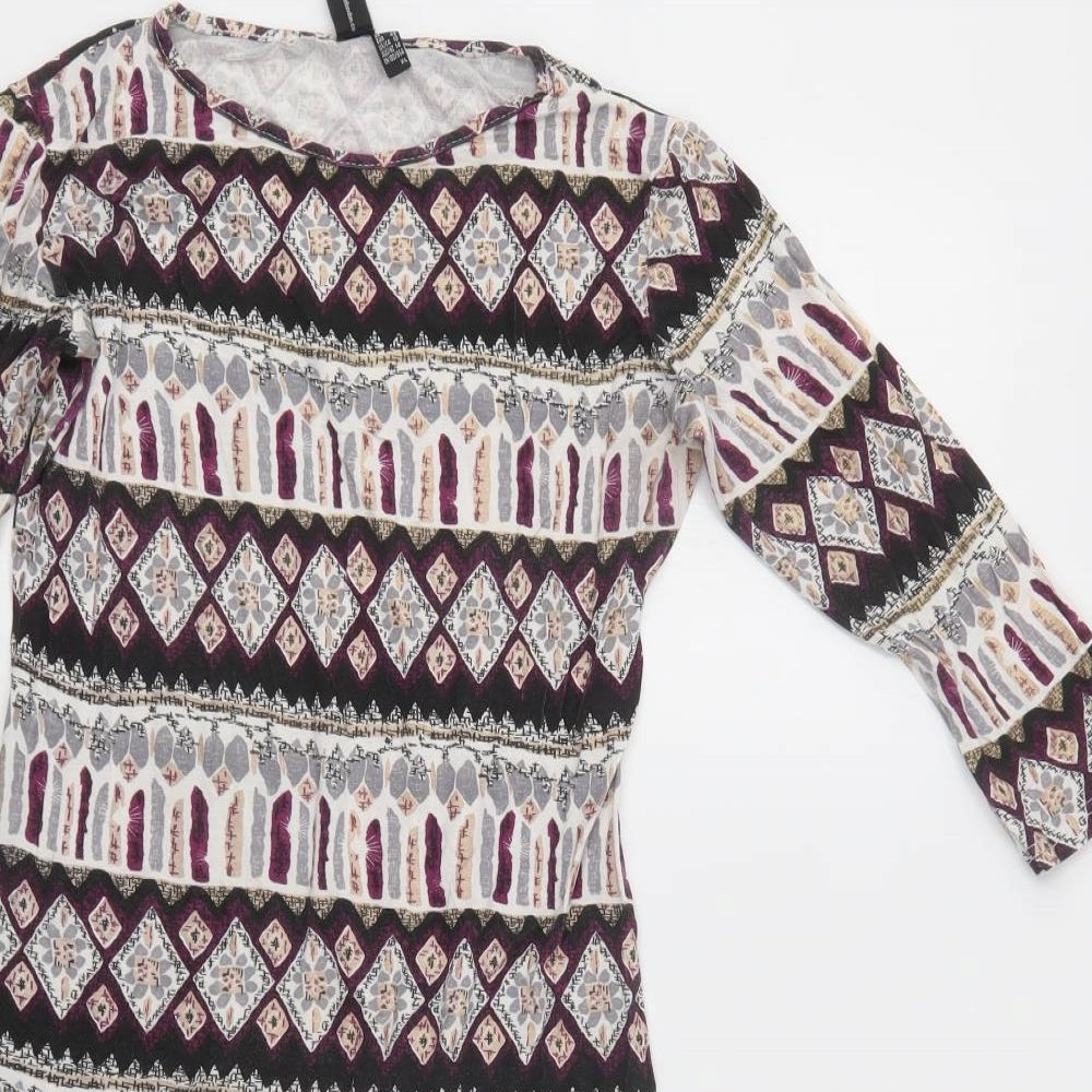 Izabel London  Womens Multicoloured Geometric Viscose Bodycon  Size 14  Crew Neck
