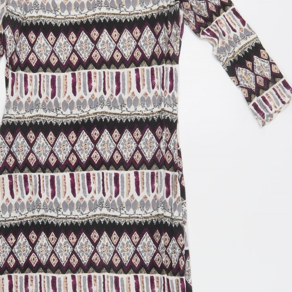 Izabel London  Womens Multicoloured Geometric Viscose Bodycon  Size 14  Crew Neck