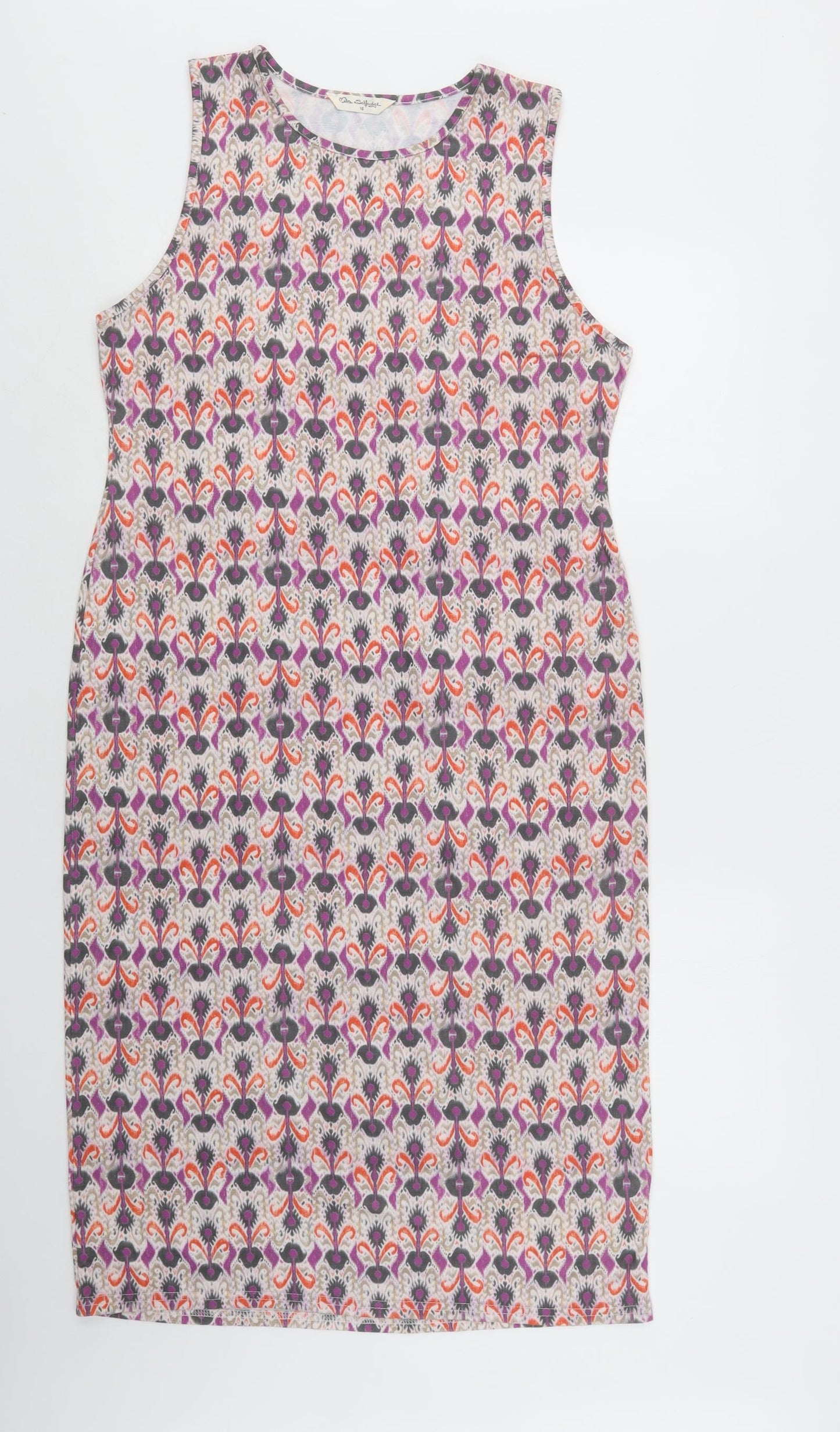 Miss Selfridge Womens Multicoloured Geometric Polyester Tank Dress  Size 14  Crew Neck