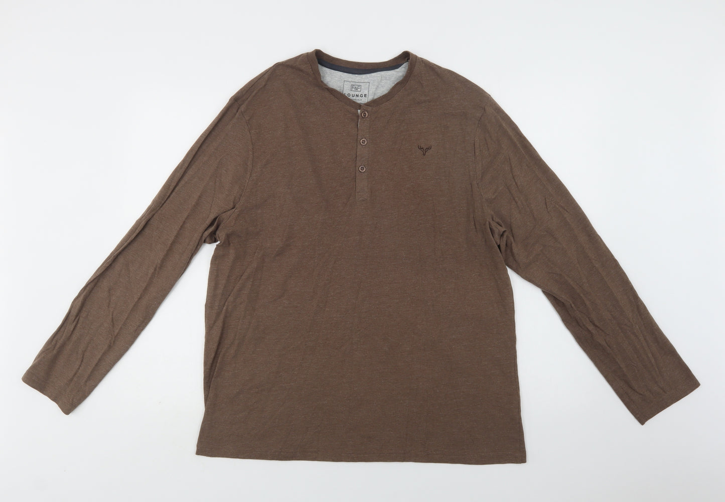 F&F Mens Brown  Cotton  Pyjama Top Size XL  Button