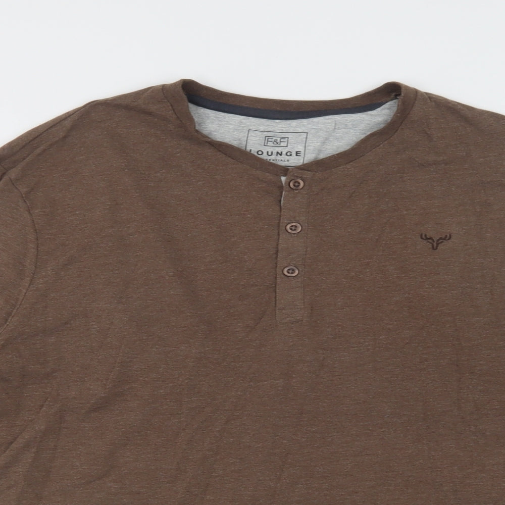 F&F Mens Brown  Cotton  Pyjama Top Size XL  Button