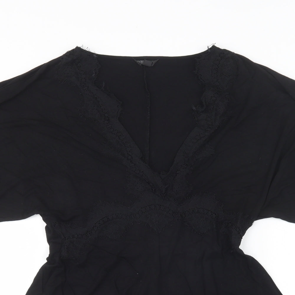 Topshop Womens Black  Viscose Playsuit One-Piece Size 10   - Lace Detail