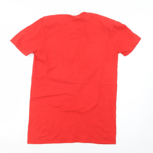 Gildan Womens Red  Cotton Basic T-Shirt Size S Crew Neck - Hulk