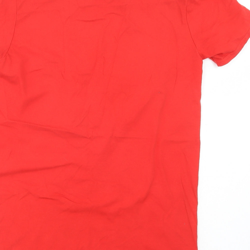 Gildan Womens Red  Cotton Basic T-Shirt Size S Crew Neck - Hulk