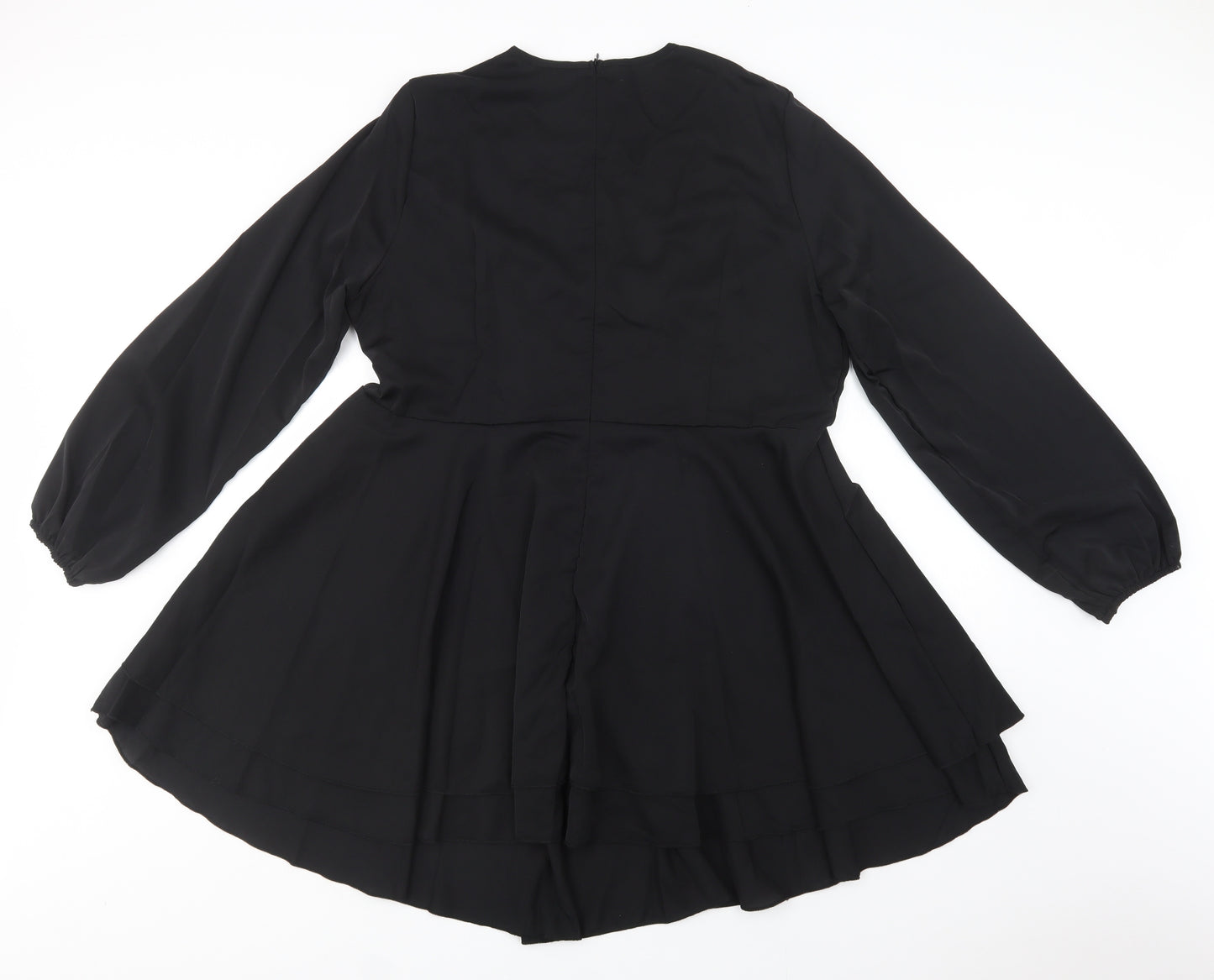 Preworn Womens Black  Polyester Fit & Flare  Size 2XL  V-Neck Zip