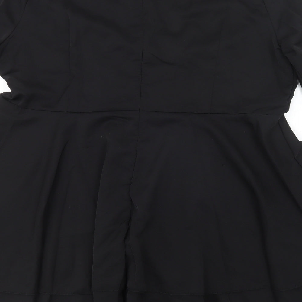 Preworn Womens Black  Polyester Fit & Flare  Size 2XL  V-Neck Zip