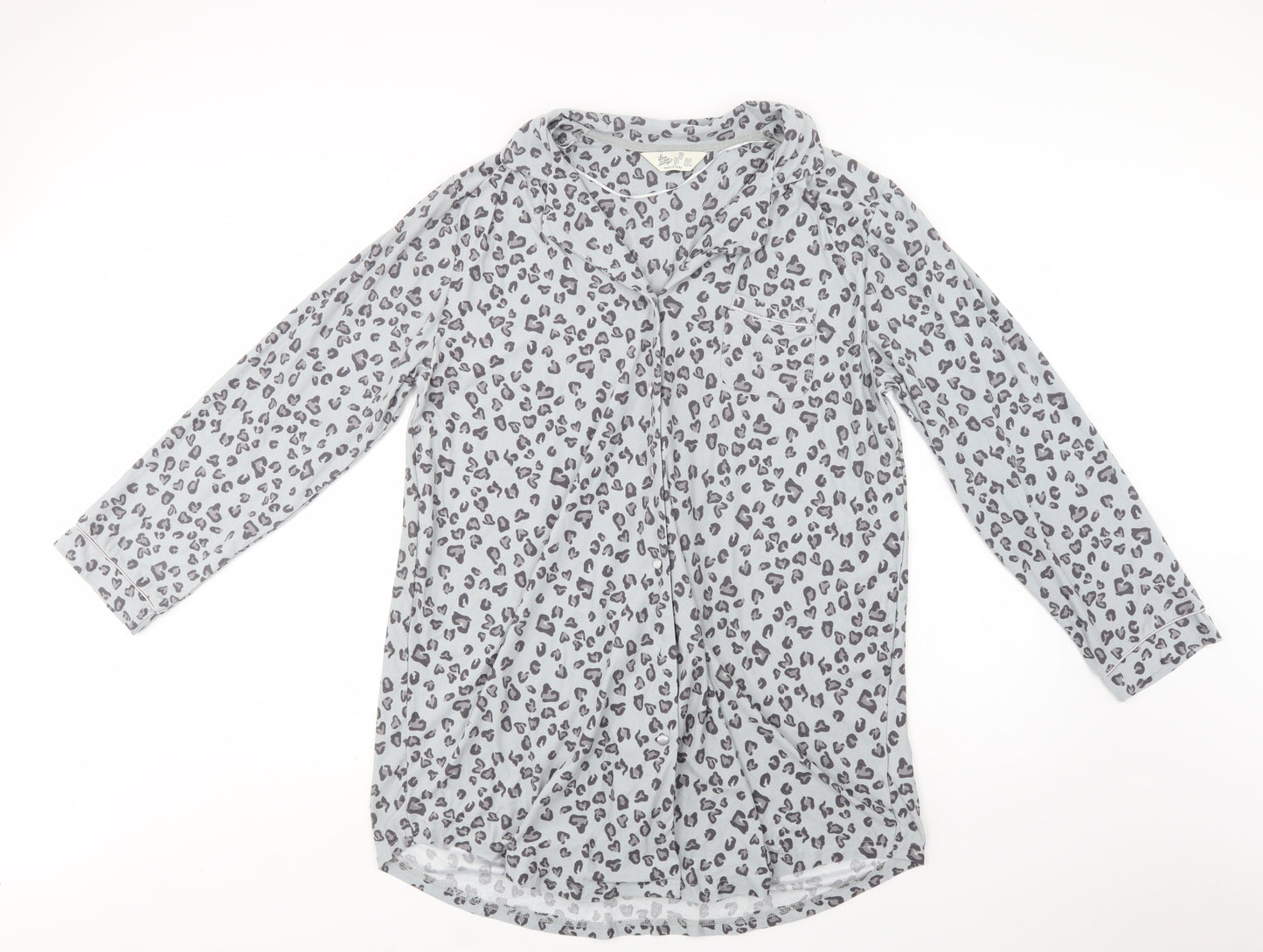 Primark Womens Grey Animal Print Polyester Top Dress Size 14  Button