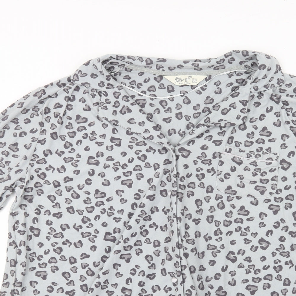 Primark Womens Grey Animal Print Polyester Top Dress Size 14  Button