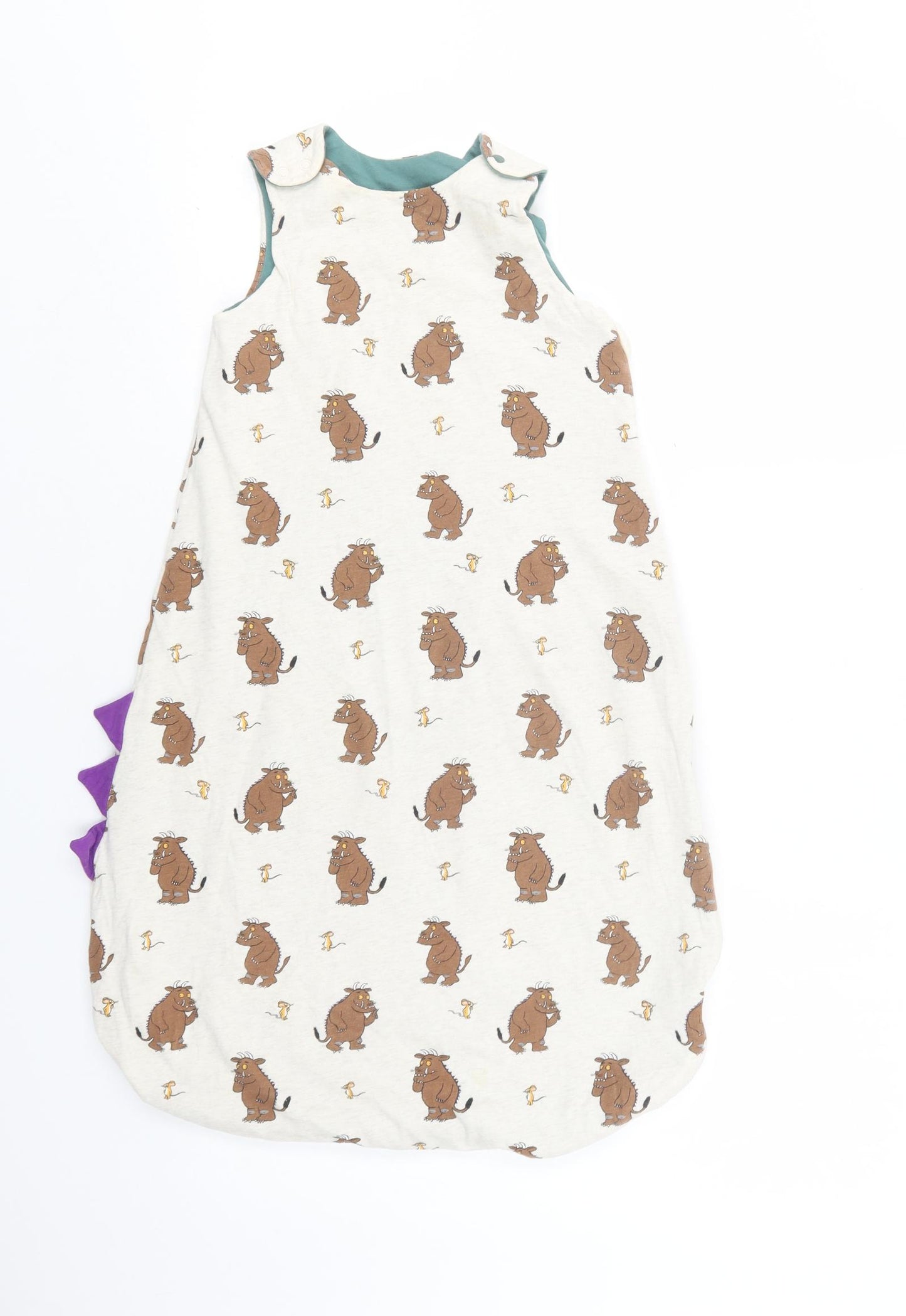 TU Baby Beige Geometric Cotton Babygrow One-Piece Size 12-18 Months  Zip