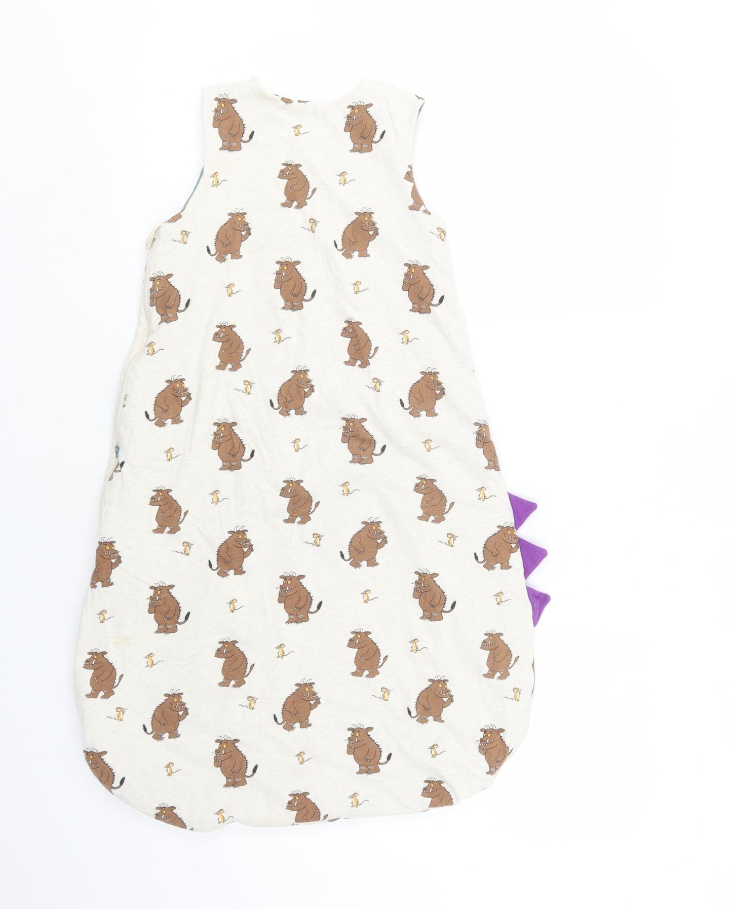 TU Baby Beige Geometric Cotton Babygrow One-Piece Size 12-18 Months  Zip