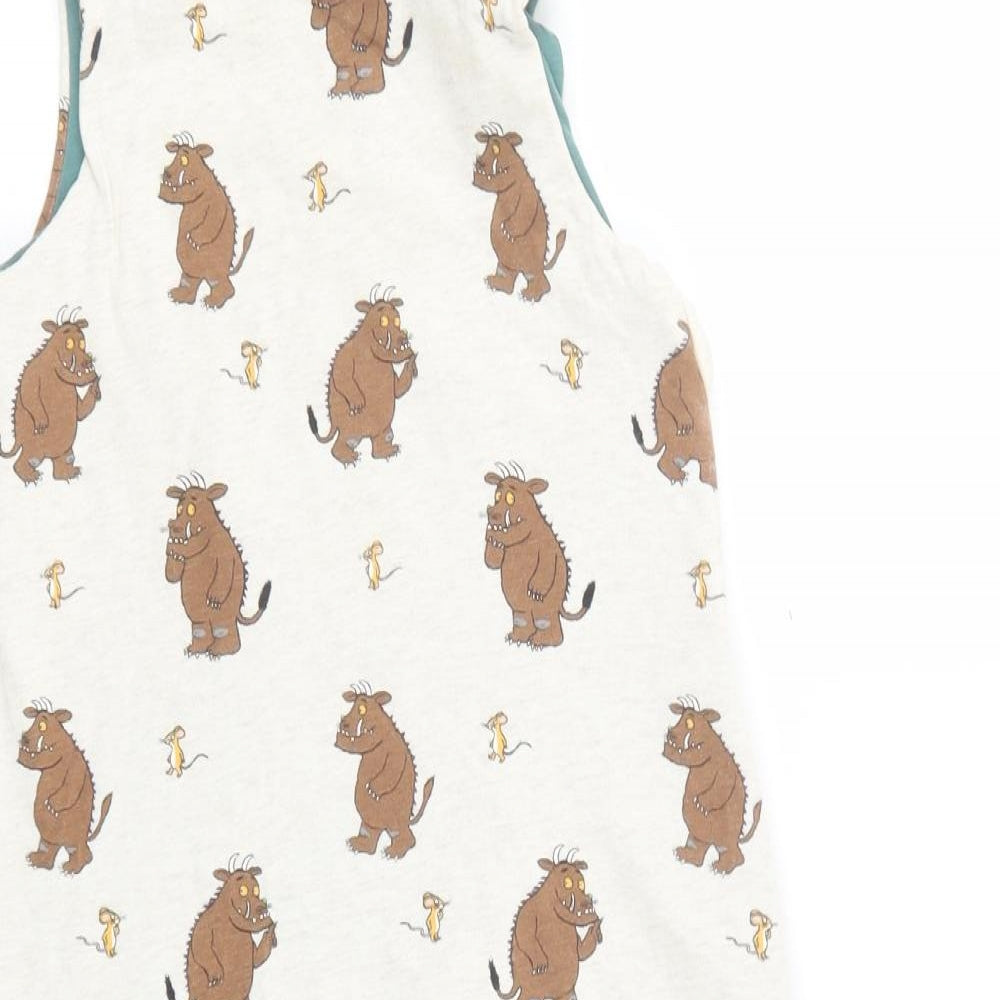 TU Baby Beige Geometric Cotton Babygrow One-Piece Size 12-18 Months  Zip
