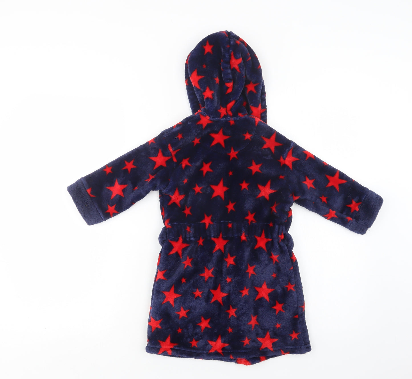 M&S Baby Blue Geometric Polyester Kimono Robe Size 18-24 Months   - Star Print