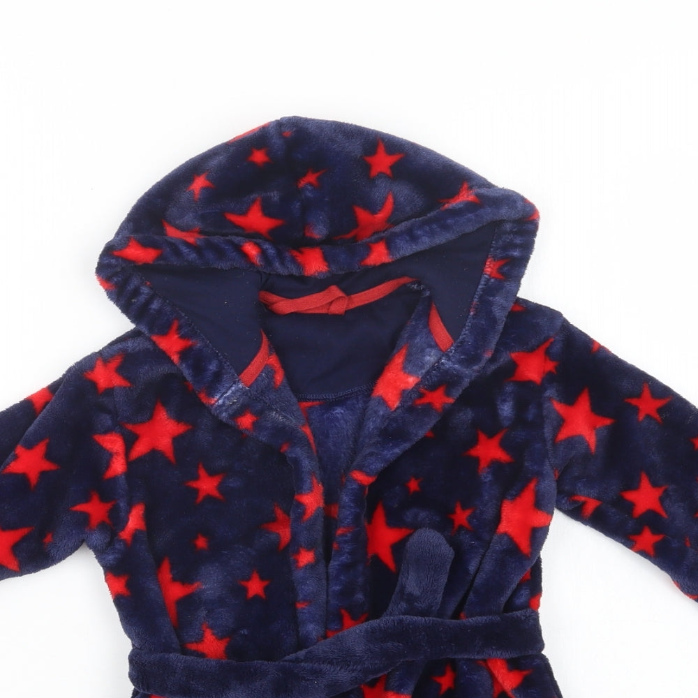 M&S Baby Blue Geometric Polyester Kimono Robe Size 18-24 Months   - Star Print
