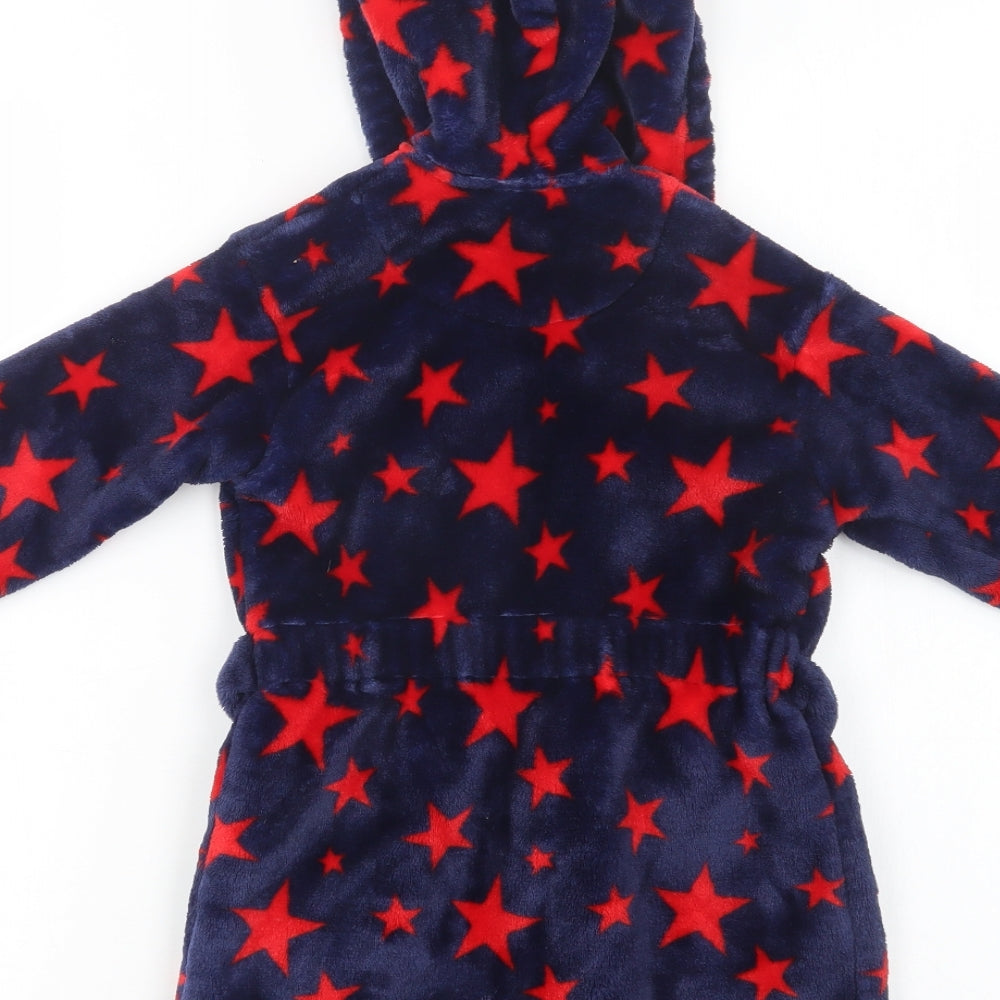 M&S Baby Blue Geometric Polyester Kimono Robe Size 18-24 Months   - Star Print