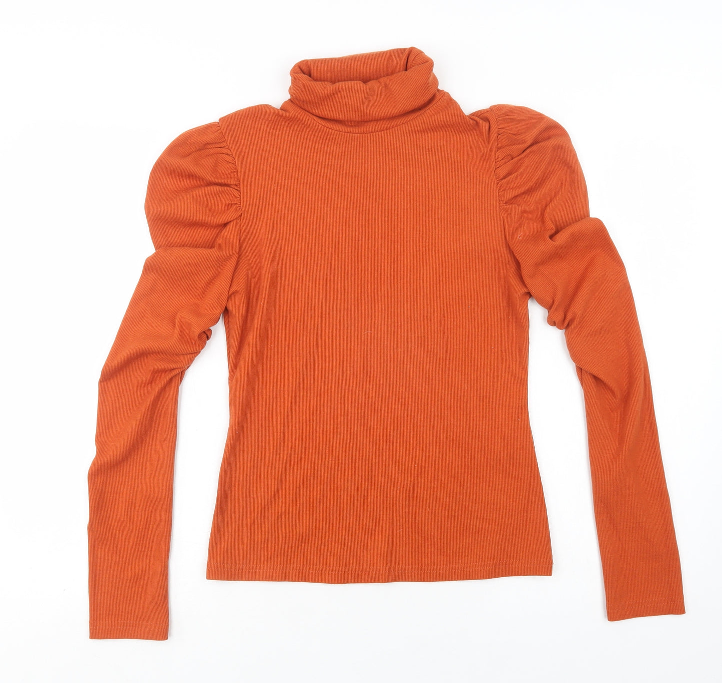 SheIn Womens Orange  Cotton Basic Blouse Size L Roll Neck