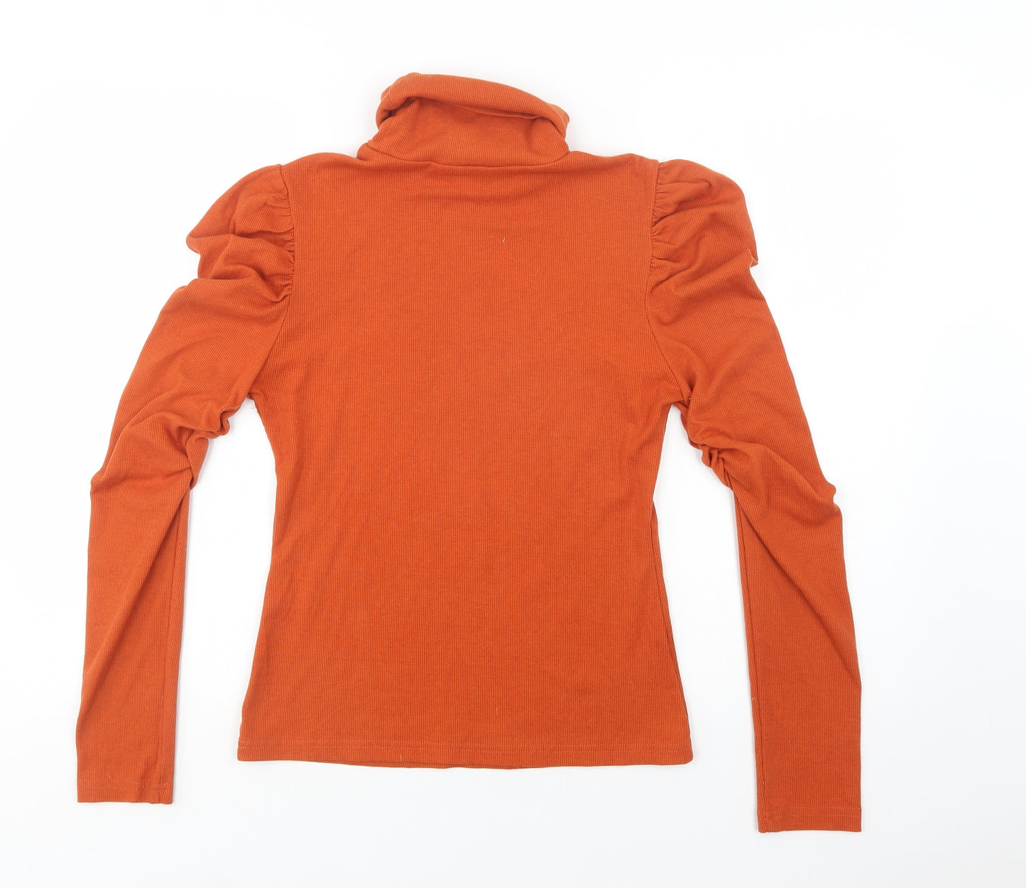 SheIn Womens Orange  Cotton Basic Blouse Size L Roll Neck