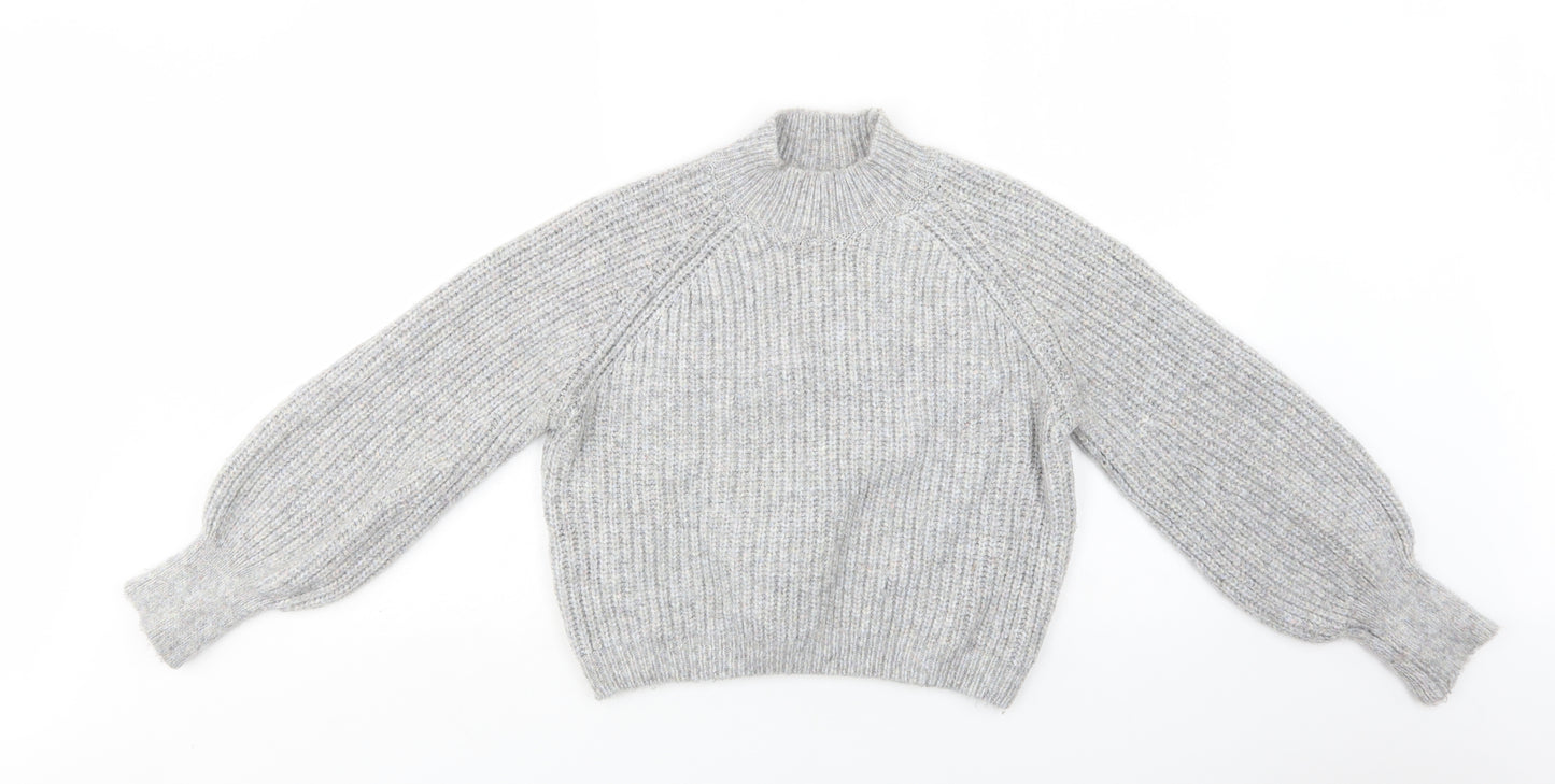 TU Womens Grey Mock Neck  Polyester Pullover Jumper Size 12