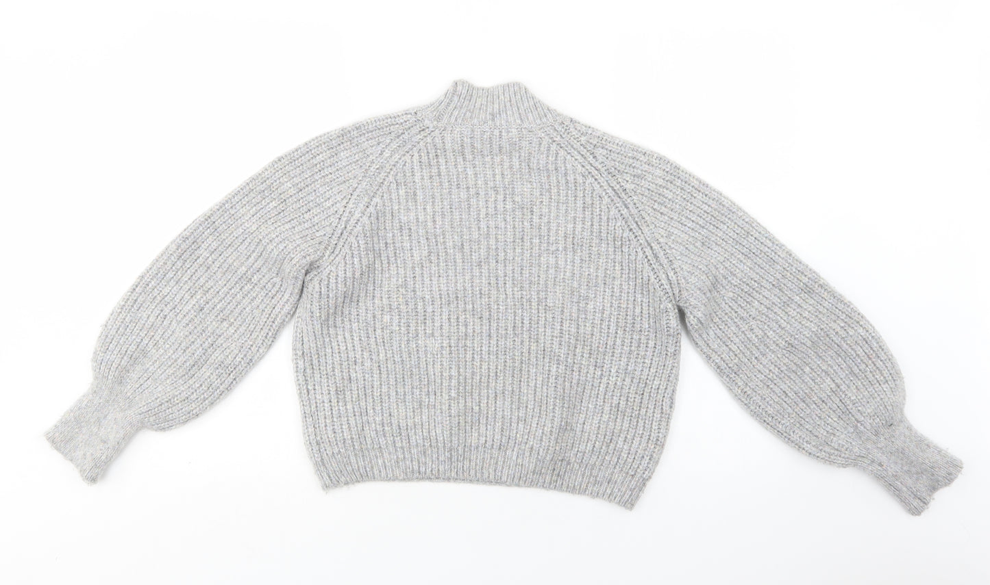 TU Womens Grey Mock Neck  Polyester Pullover Jumper Size 12