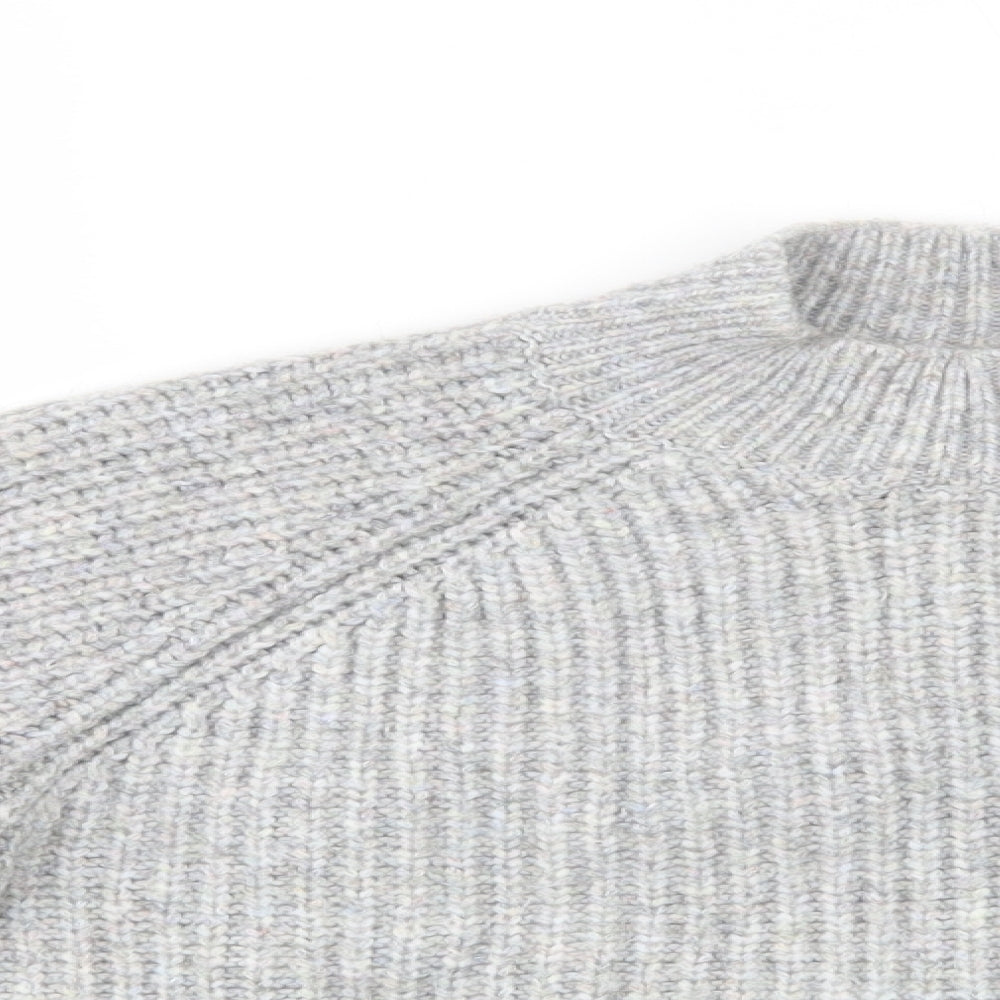 TU Womens Grey Mock Neck  Polyester Pullover Jumper Size 12
