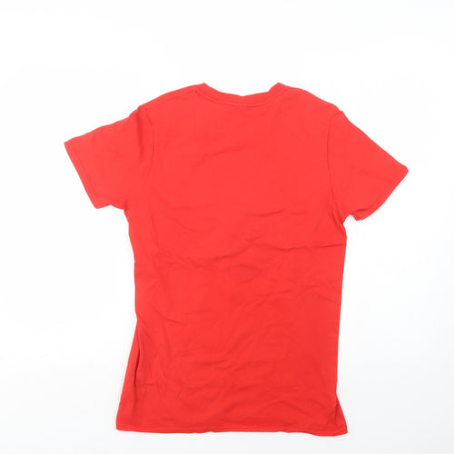 Gildan Womens Red  Cotton Basic Polo Size S Crew Neck