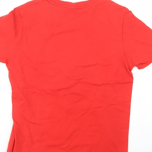 Gildan Womens Red  Cotton Basic Polo Size S Crew Neck