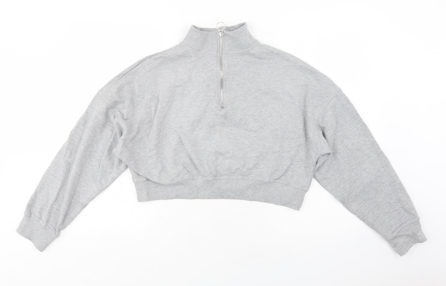Missguided Womens Grey  Polyester Pullover Sweatshirt Size 14  Zip - Cropped