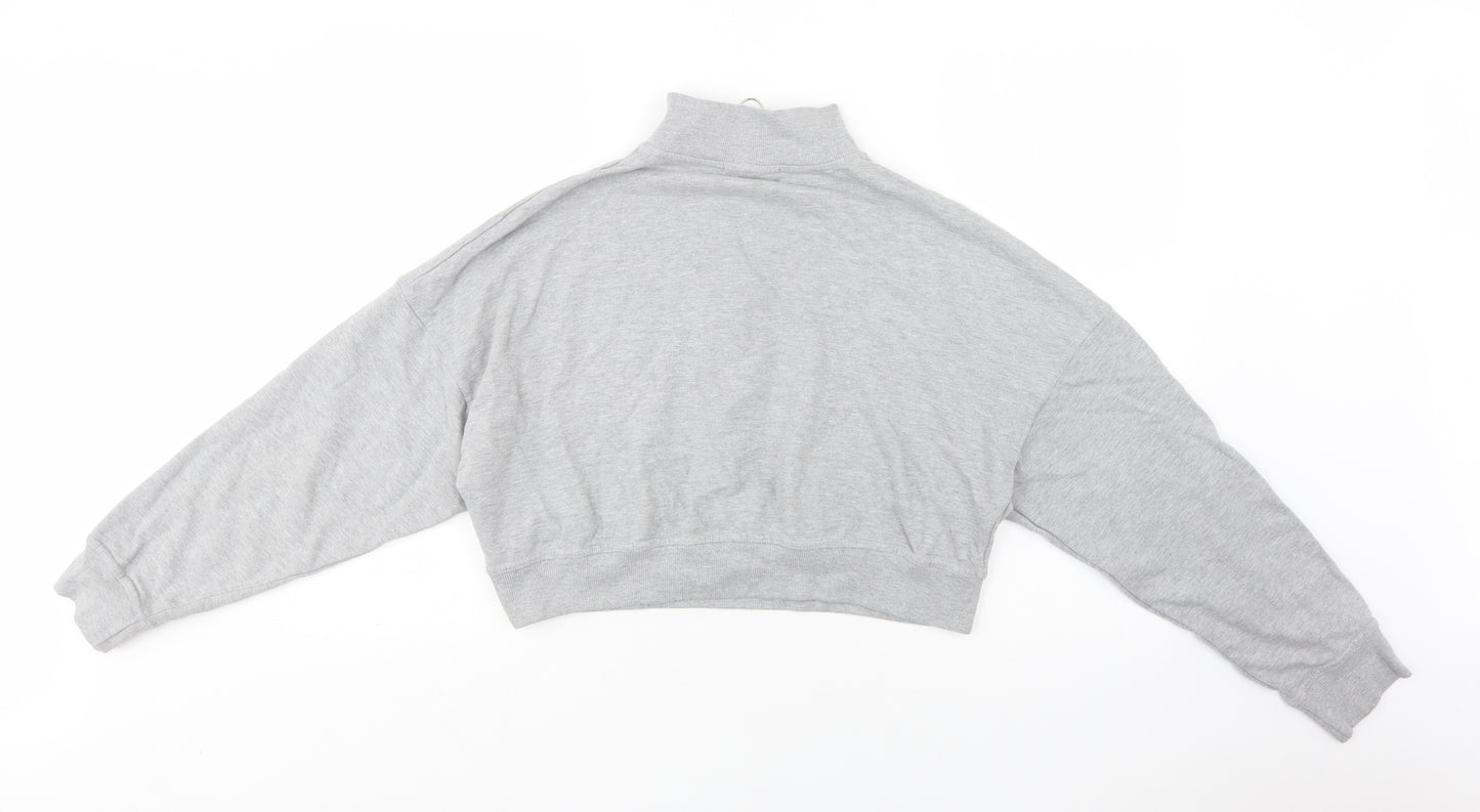 Missguided Womens Grey  Polyester Pullover Sweatshirt Size 14  Zip - Cropped