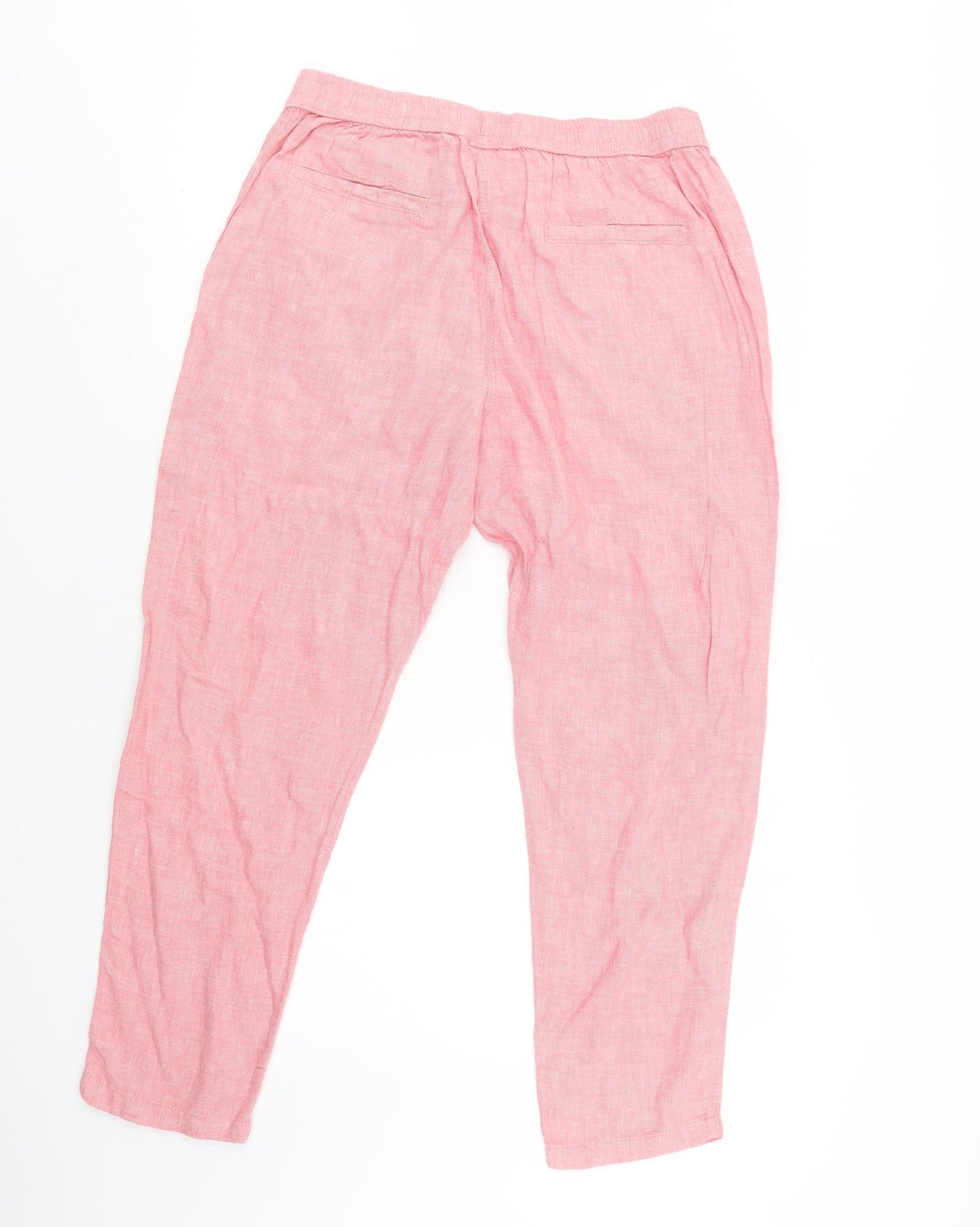 Nutmeg Womens Pink  Linen Trousers  Size 12 L29 in Regular Drawstring