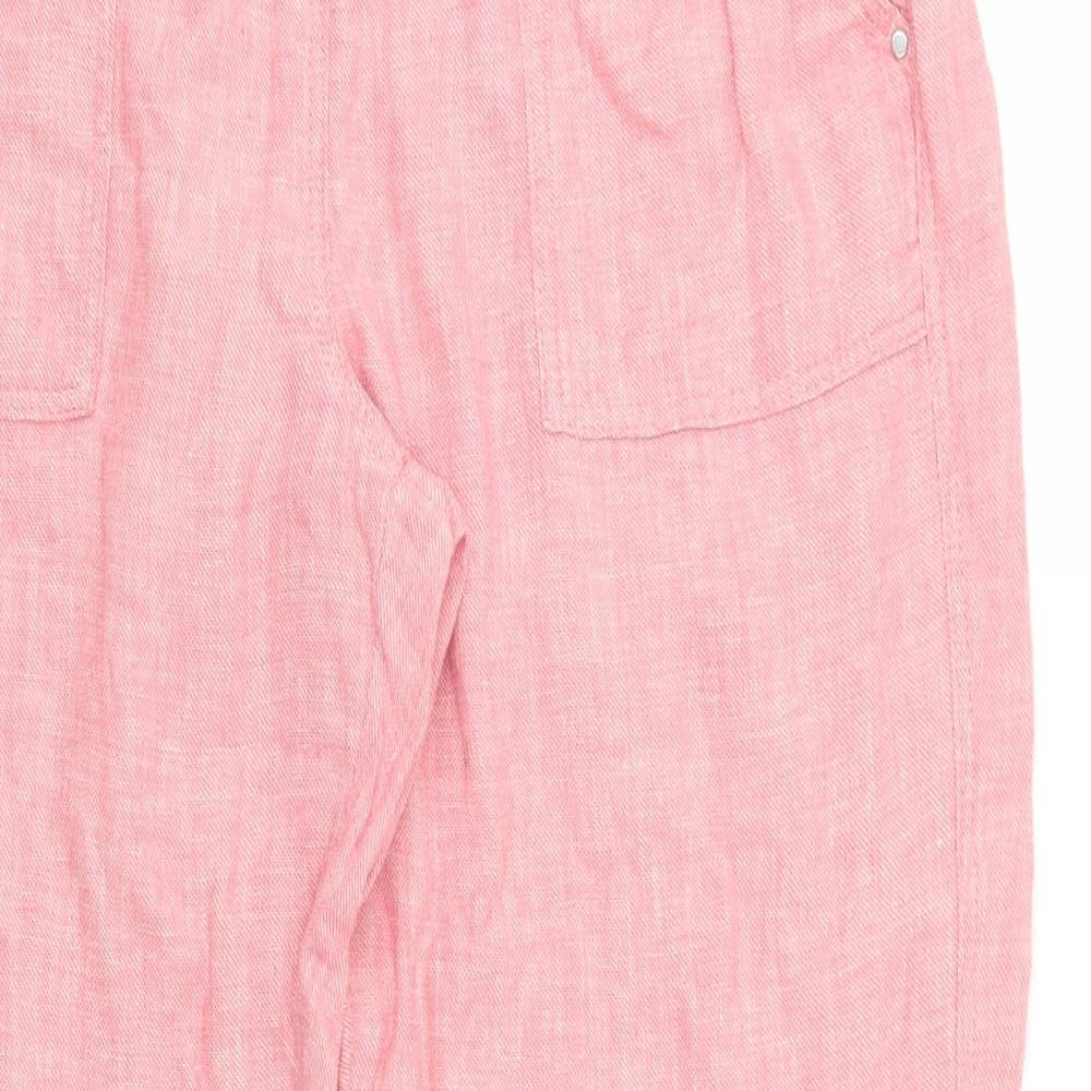 Nutmeg Womens Pink  Linen Trousers  Size 12 L29 in Regular Drawstring