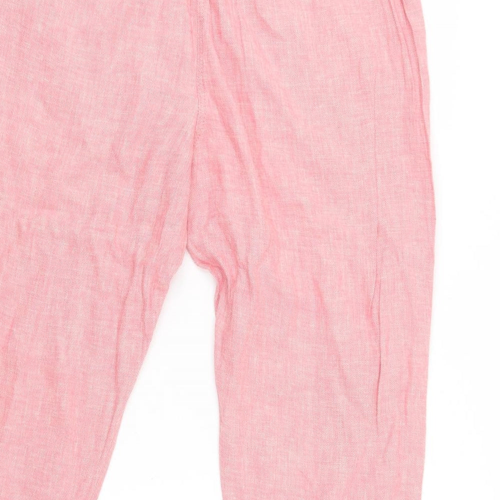 Nutmeg Womens Pink  Linen Trousers  Size 12 L29 in Regular Drawstring