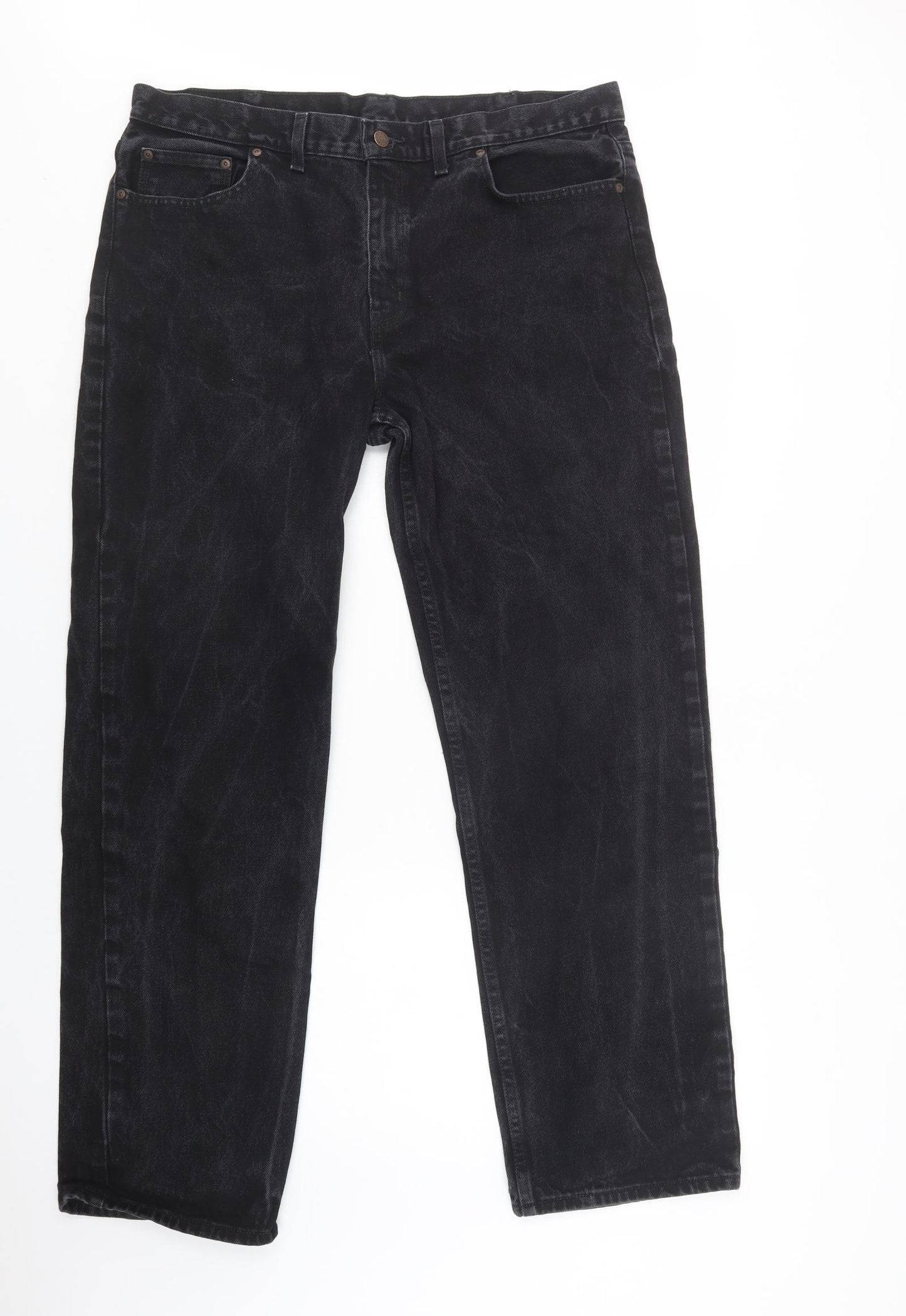 Faded Glory Mens Black  Cotton Bootcut Jeans Size 38 L32 in Regular Button