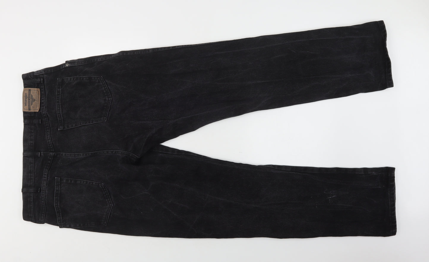 Wrangler Mens Black  Cotton Bootcut Jeans Size 38 L32 in Regular Button
