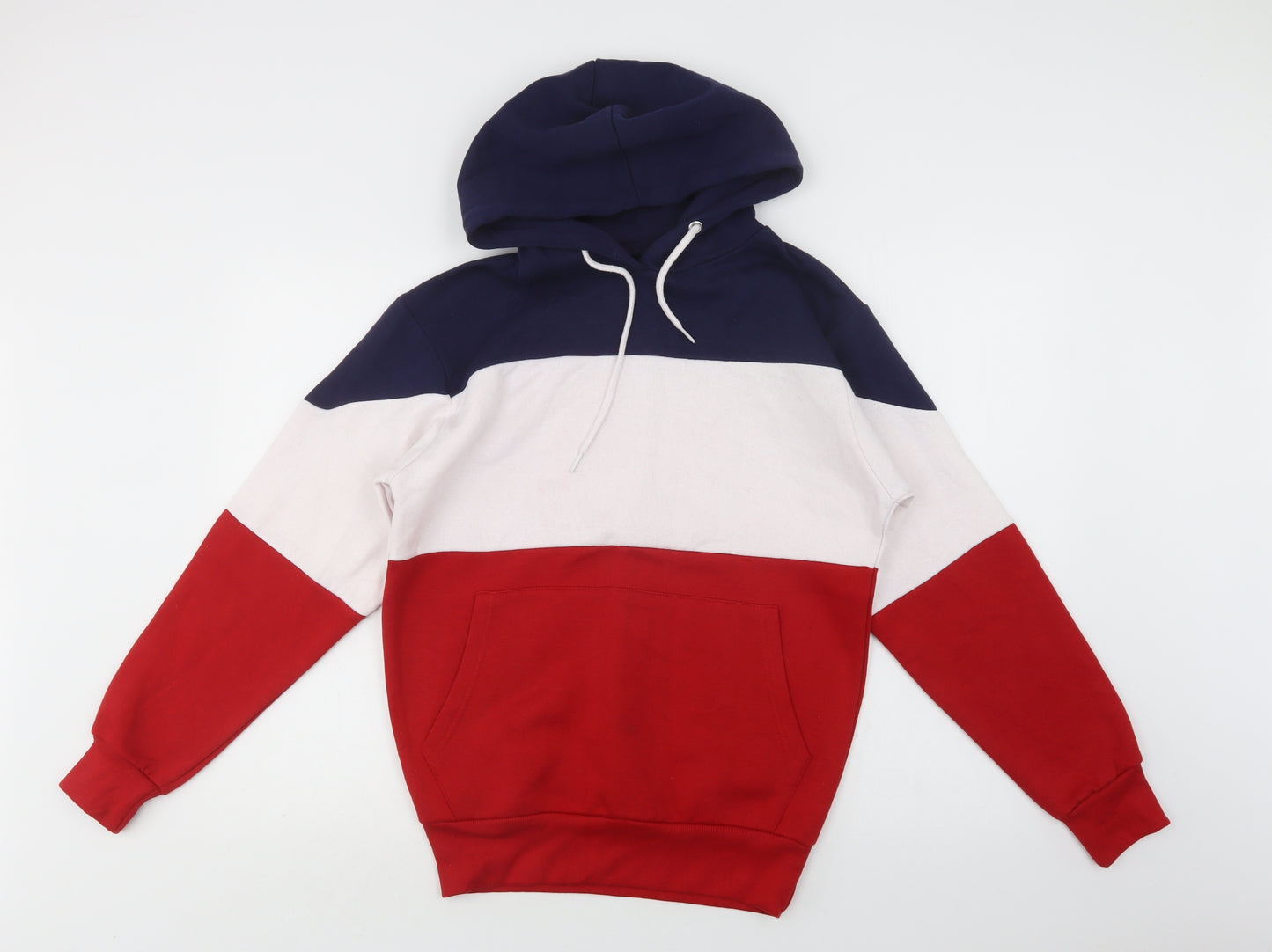 Preworn Womens Multicoloured Colourblock Polyester Pullover Hoodie Size M